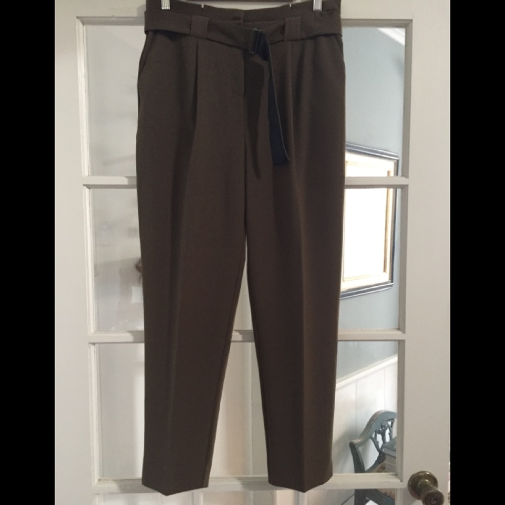 NWT Top Shop Nordstrom, olive, paper bag waist slacks, size 8